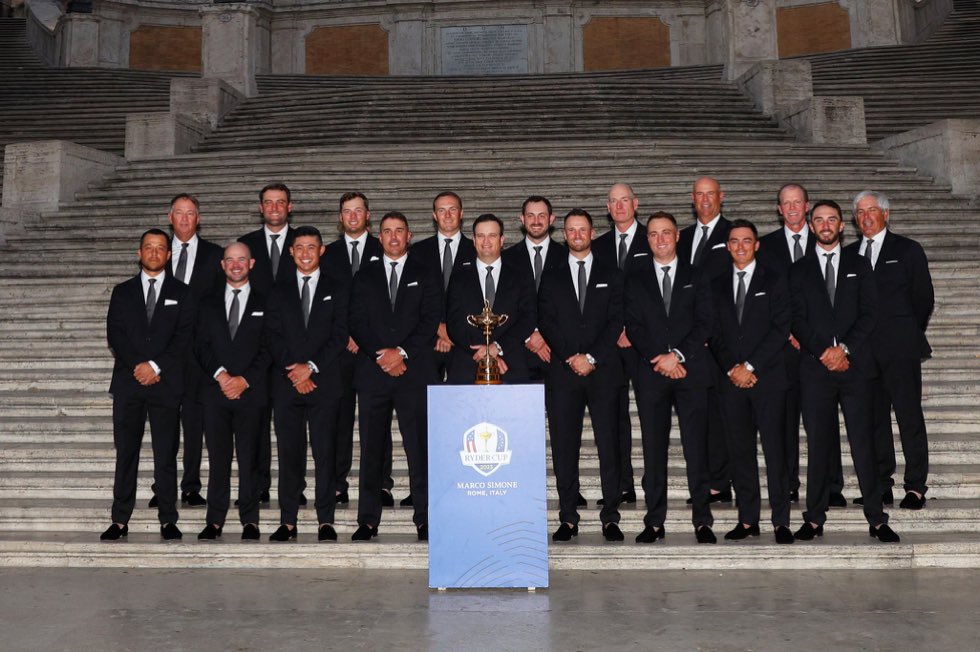 mrdanwalker's tweet photo. Let’s not beat around the bush on this… #TeamAmerica should start with a 2 point #RyderCup deficit for the lack of socks in this photo 😂🧦 https://t.co/Ty5hqJYIC0