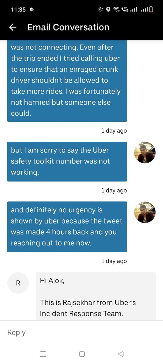 Pragya_2349's tweet photo. @UberINSupport This the response. We never received a call. No action has been taken. Sad to see @UberINSupport @Uber_India just want to use big words but don’t care about safety. https://t.co/FAOd0Ukqvr