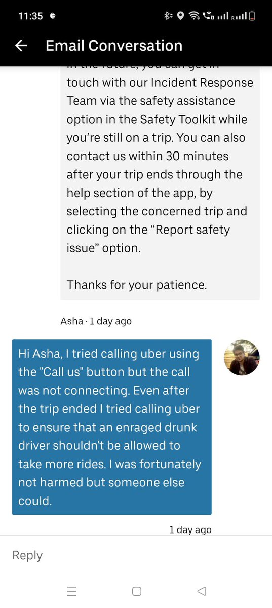 Pragya_2349's tweet photo. @UberINSupport This the response. We never received a call. No action has been taken. Sad to see @UberINSupport @Uber_India just want to use big words but don’t care about safety. https://t.co/FAOd0Ukqvr