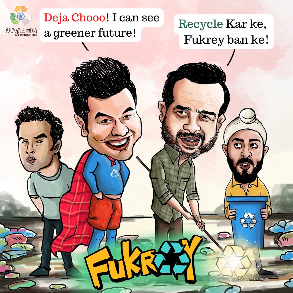 recycleindia's tweet photo. Deja Choo! Let's strive towards a greener future. Recycle karke, #Fukrey ban ke!

#Fukrey3 #RecycleIndia #VarunSharma #Choocha #PankajTripathi #PulkitSamrat #ManjotSingh

@PulkitSamrat @varunsharma90 @RichaChadha @excelmovies @FarOutAkhtar @AAFilmsIndia https://t.co/P2PCdzJ3Xx