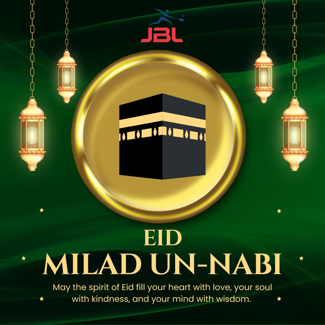 league_jbl's tweet photo. "JBL - Junior Badminton League wishes everyone a joyous and blessed Eid Milad-un-Nabi! May this special day bring peace and happiness to your hearts." 🏸🌟 #EidMiladUnNabi 

#MiladUnNabiMubarak #MiladUnNabi #juniorbadmintonleague #badminton #eidmiladunnabi2023 #EidEMilad #sport https://t.co/TDN3b9W3h9