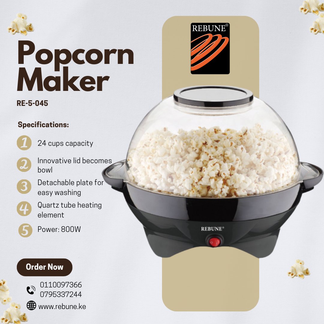 rebune_kenya's tweet image. 🍿 Poppin&apos; Perfection! Get ready to elevate your movie night with our state-of-the-art popcorn maker. 🎥✨ #PopcornParty #MovieNightMagic #SnackTimeFun