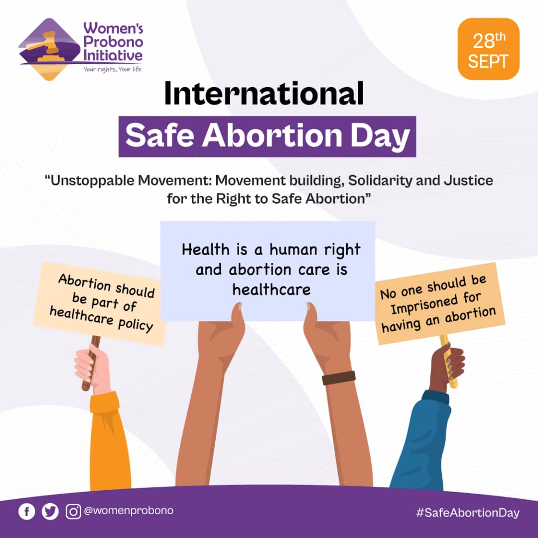 Today on International #SafeAbortion Day, let's unite in solidarity and demand justice for the right to safe abortion. Join the women's rights movement, as we build a world that respects reproductive choice and ensures that every woman has access to safe  legal healthcare options