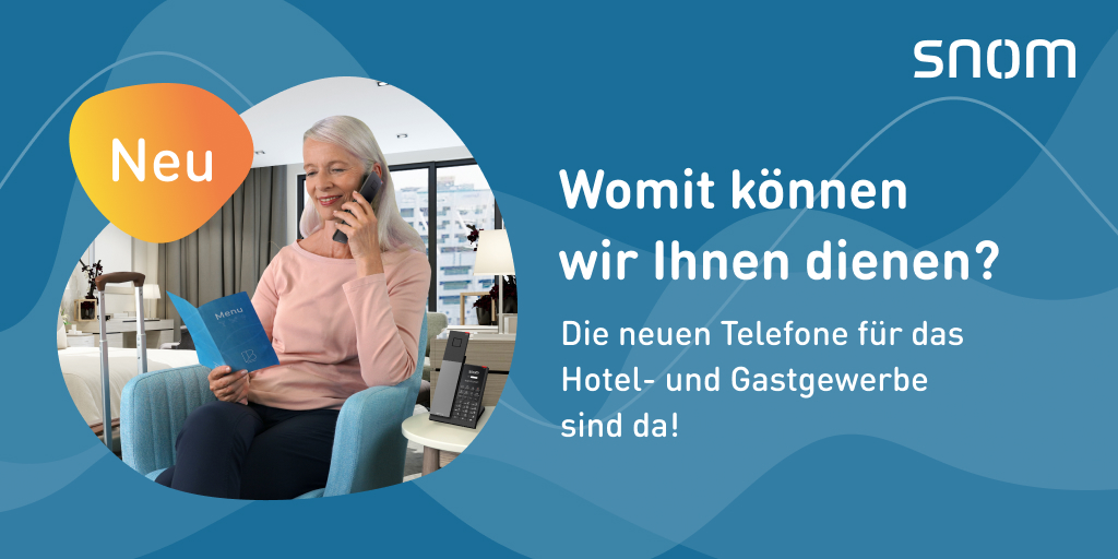 snom's tweet photo. #Snom: putting the H in Hospitality.
Bieten Sie Ihren Gästen den ultimativen Kommunikationskomfort mit der neuen H-Serie.
Lesen Sie hier mehr: https://t.co/NXNNPTY20c
#gastfreundlichkeit #hospitality #hoteltelefone #voiphotels #voipbusiness #decttelefone #dect #innovation https://t.co/CgmhA343fv