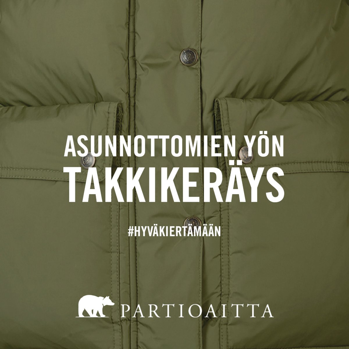 Posti on mukana joka syksyisessä @Partioaitta'n asunnottomien yön takkikeräyksessä. Tule mukaan kierrättämään tarpeettomaksi jääneet takkisi - laitetaan yhdessä hyvä kiertämään. 🧡 #HyväKiertämään partioaitta.fi/hyvakiertamaan/