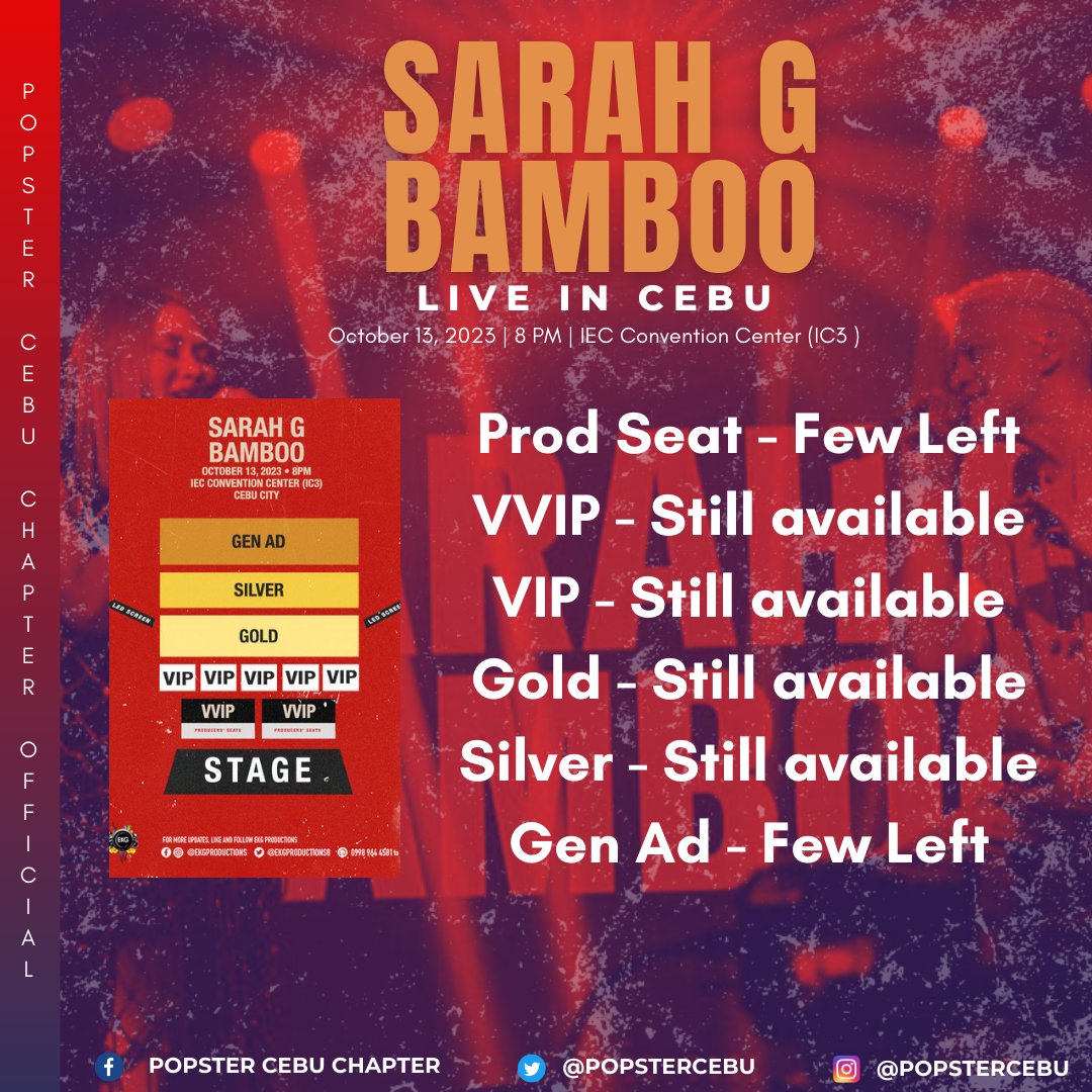 PopsterCebu's tweet photo. TICKET UPDATE as of September 28, 2023

YOU CAN’T MISS THIS ONE OF A 
KIND ASHBOO CONCERT EXPERIENCE HERE IN CEBU! 🎤✨

HURRY BUY YOUR TICKETS NOW! 🎫

📍 LGF, Foodcourt Entrance, SM City Cebu 
📍 SM Ticket Outlets
📍 SM Tickets Online : https://t.co/EHtFgnkuXx

@EKGProductions8 https://t.co/6dz3nJrgrF