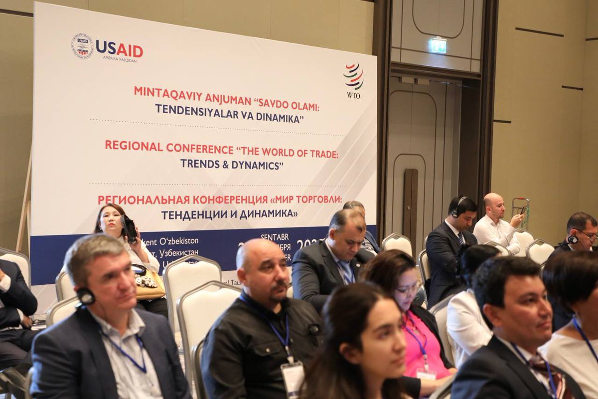 We have been actively supporting @govuz in their efforts to join @wto for more than 5 years. Today @AnasQarman our RR a.i. was a panel speaker at the conference hosted by @USAIDUzbekistan , @wto & @MIIT_Uz on trends and dynamics of the world of trade. #Aid4Trade