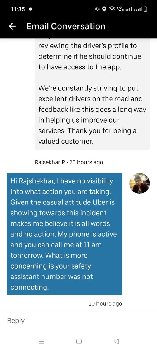 Pragya_2349's tweet photo. @UberINSupport @Uber_India Attaching more screenshots of the conversation. https://t.co/mzybd0KLWI