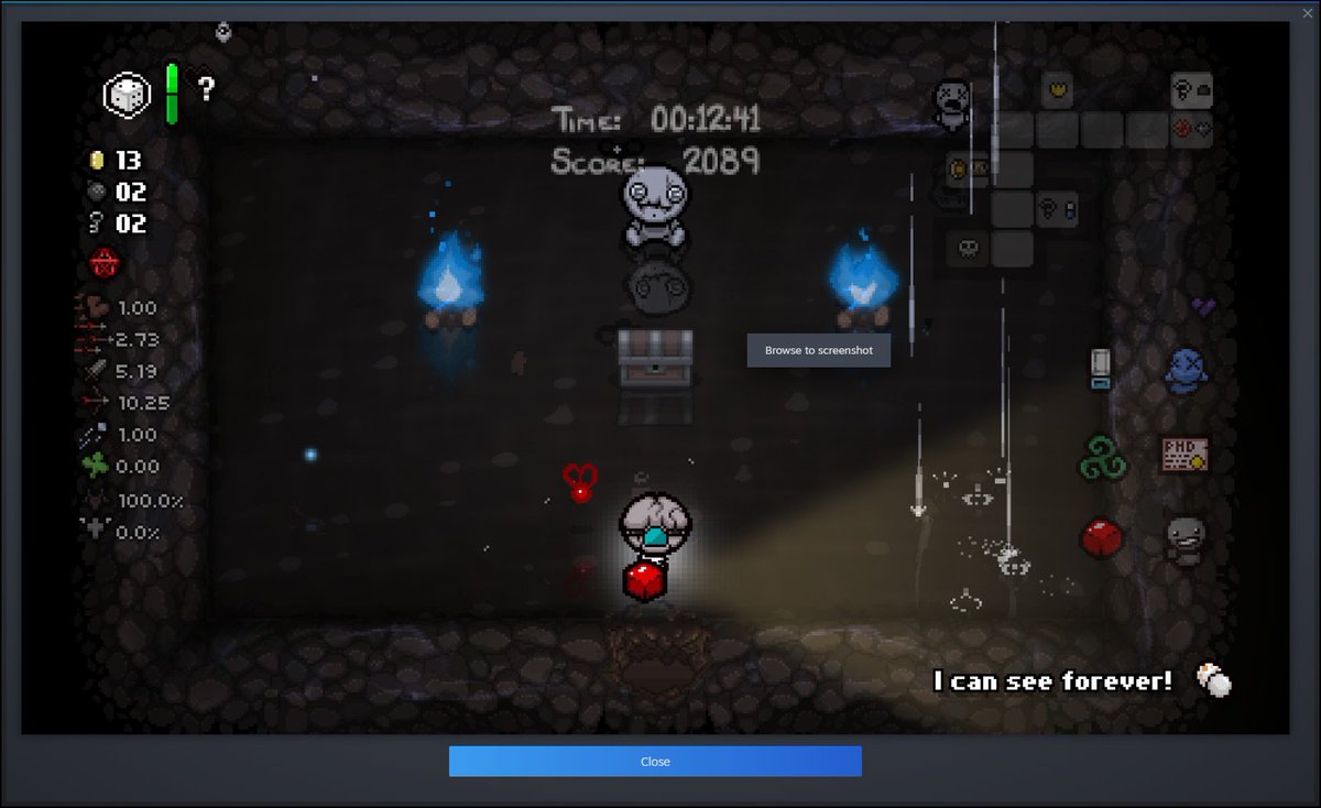 cadet_black's tweet photo. @edmundmcmillen Seed 1RXRNC9V decided to be sassy and spawn Downpour's secret room off of a curse room of all places.  🙃 https://t.co/f0BPDRvCZn