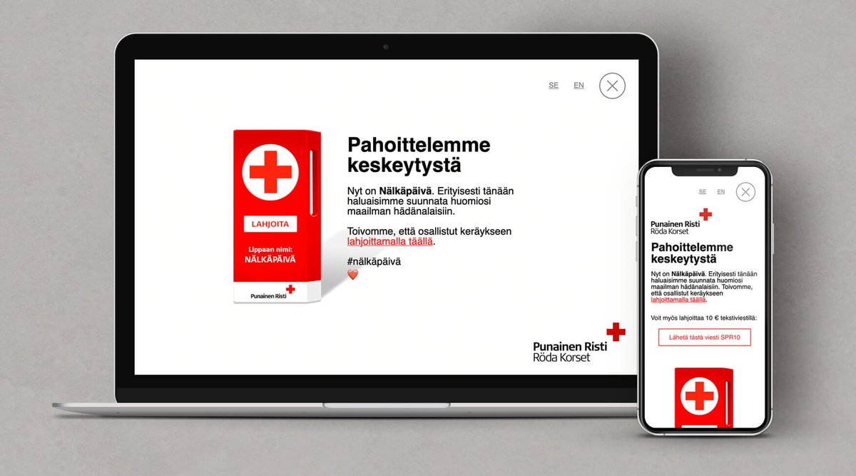 digiaonline's tweet image. Punaisen Ristin Nälkäpäiväkeräys on ottanut haltuun Digian verkkosivut. Tällöin sivuilla kävijät kohtaavat ilmoituksen, jossa tarjotaan mahdollisuutta osallistua Nälkäpäiväkeräykseen. Auta sinäkin hädänalaisia: eu1.hubs.ly/H05xSQX0 Kiitos, että välität! 🤗❤️#nälkäpäivä #digia