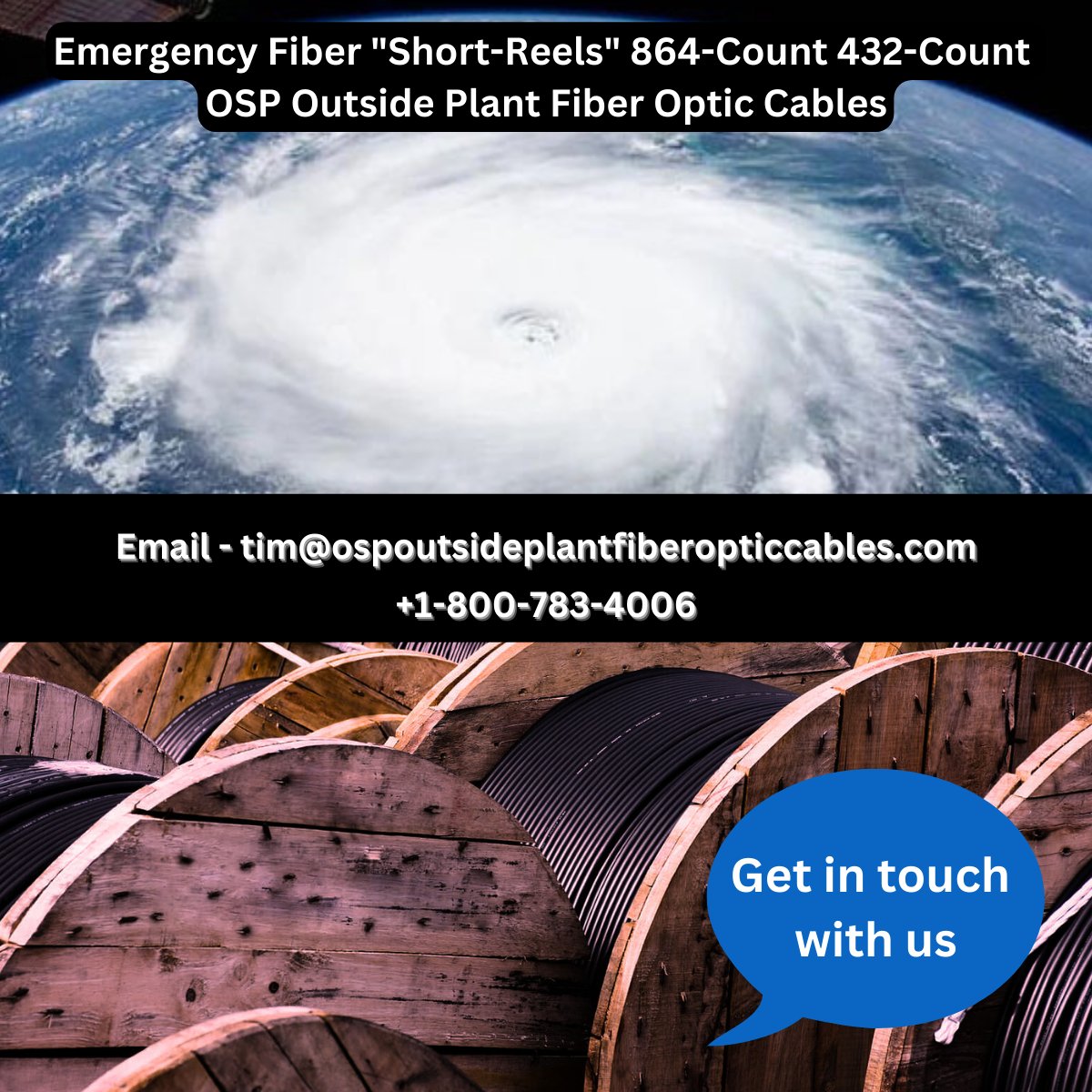 Seeking 'Short Reels' of OSP Fiber Cables? We're your National OSP 'Short Reels' Partner specializing in short runs (1000-15,000/ft). Quick delivery! Explore our Hurricane Fiber Plan today! #OSPFiberCables #EmergencyOSPFiberRecovery #FiberWeek #864OSPFiber #432OSPFiber #Emergency