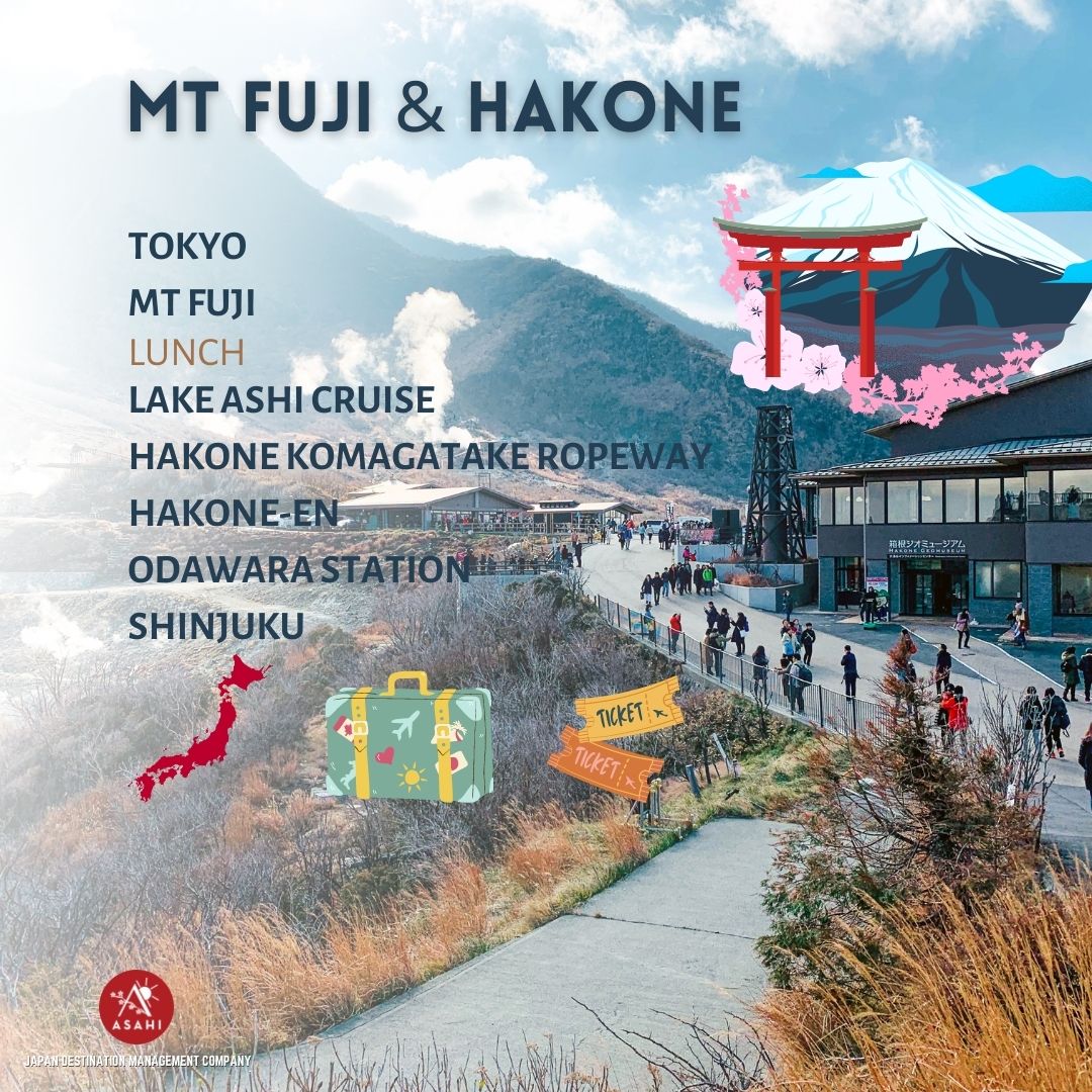 AsahiTravel's tweet photo. 🗻 Majestic Peaks &amp; Serene Shores 🌅🇯🇵 Embark on an unforgettable journey to Mt. Fuji and Hakone, where nature's grandeur, Our exclusive itinerary promises awe-inspiring moments and cherished memories. #MtFujiHakoneTour #NatureEscape #DiscoverJapan https://t.co/OAEedg4iDr