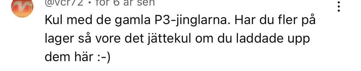 Harrius's tweet image. Någon har laddat upp 52 olika varianter av P3s gamla jingel [tjicketi kao wow] men det räcker inte. Folket kräver fler tjickor