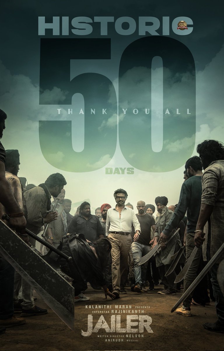 TnNewsvision's tweet photo. "விதிகளை திருப்புற தலைவரு அலப்பற"
50வது நாளில் சூப்பர் ஸ்டார் ரஜினிகாந்தின் ‘ஜெயிலர்’ திரைப்படம் - போஸ்டர் வெளியிட்டது சன் பிக்சர்ஸ்!
#50DaysofJailer | @rajinikanth | #ChannelVision https://t.co/T6LOkZvCfM