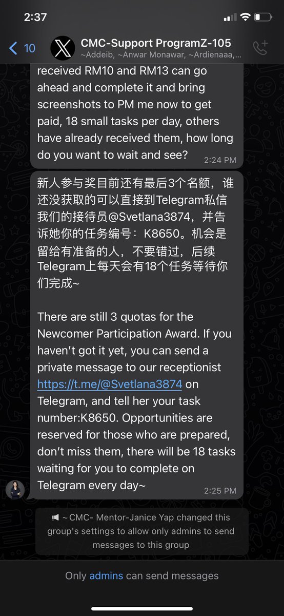 alyahashim's tweet photo. Nohhh thiberrrr admin je boleh send ws. Takut lah tu ada yg bgtau dlm group hahahah https://t.co/LdCwgXvE0u
