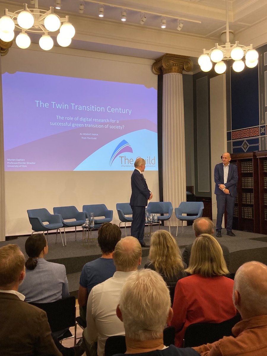 Very honoured to be in Oslo 🇳🇴 to attend the launch of our Insight Paper on the #TwinTransition. Opening by @sveinstlen, Rector @UniOslo, and @ottersenolep, acting Secretary General @guildeu.