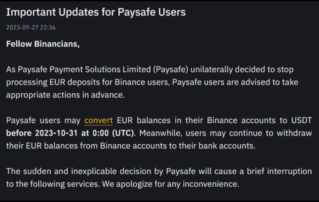 DecentraDecoded's tweet image. Binance Euro Services Disrupted! 💥
Paysafe&apos;s shock exit forces Binance to pause Euro offerings. 🇪🇺
European users, it&apos;s time to strategize! 💼 How to safeguard your assets amidst the chaos? 💰🔒
Stay vigilant, crypto comrades! 💡 #Binance #CryptoNews #Decentradecoded