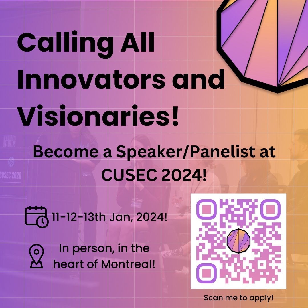 cusec's tweet image. Are you a tech enthusiast with insights to share? 

We&apos;re thrilled to announce that applications for speakers and panelists at the CUSEC24 (Canadian University Software Engineering Conference) are now open! 🚀 

#cusec #conference #tech #technology #SoftwareEngineering