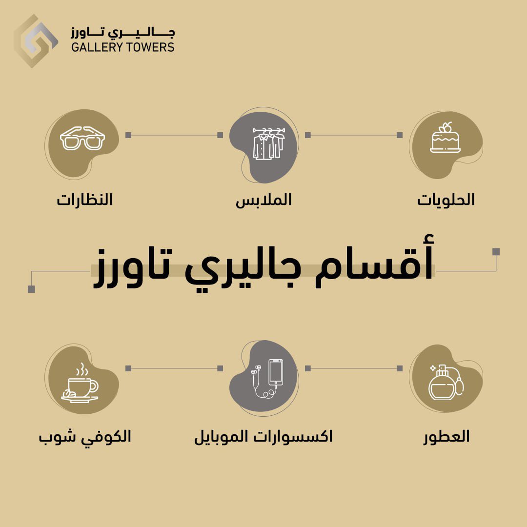 استمتعوا برحلة مميزة في عالم #جاليري_تاورز
أقسام مختلفة لكل أفراد العائلة بالإضافة إلى مقهى خاص يقدم أشهى الوجبات والمشروبات لقضاء لحظات من الهدوء والسعادة بعد جولة تسوق طويلة 
تفضلوا بزيارتنا الآن 🥰✨

#حلويات #حلى
#ملابس_نسائيه
#ملابس_رجاليه
#ملابس_اطفال
#شنط_نسائيه