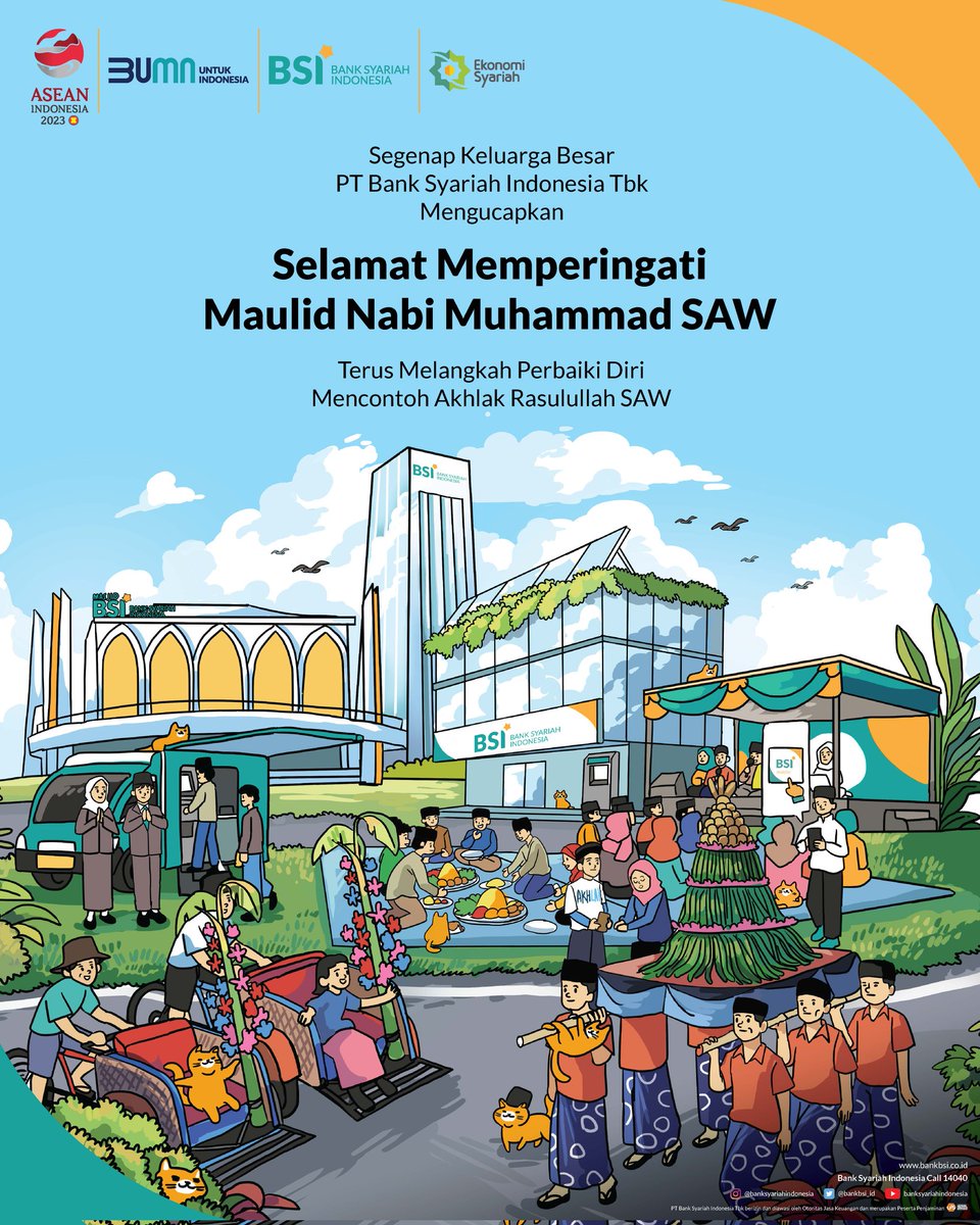 bankbsi_id's tweet photo. Assalamualaikum, Sahabat Syariah! 

Sebagai umatnya, mari kita terus meneladani sifat-sifat baik Nabi Muhammad SAW dan terus mengamalkannya di dalam kehidupan sehari-hari. 

Selamat memperingati Maulid Nabi Muhammad SAW. 

#BankSyariahIndonesia #TumbuhSeimbangDanBerkelanjutan https://t.co/1AC93IFQV3