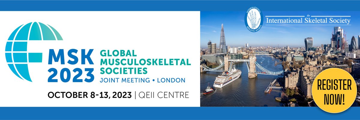 Don’t miss out, there’s still time to register for the MSK 2023 Global Musculoskeletal Societies Joint Meeting! The meeting will be taking place from October 8th-13th in London, England. If you can’t join us in-person, you can attend virtually as well! internationalskeletalsociety.com/msk-2023-globa…