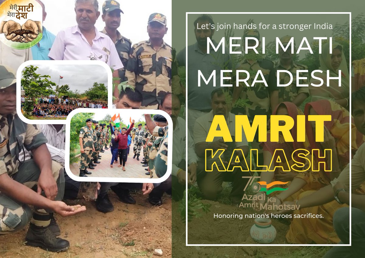 Join hands for a stronger India🇮🇳

#MeriMaatiMeraDesh event unites every citizen in this noble cause wherein 7,500 #AmritKalash filled with soil or grains from all over India to reach Delhi by Oct 30. PM Modi  to sow them in Amrit Vatika, honoring nation's heroes sacrifices.