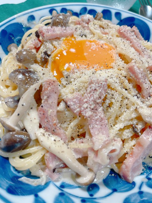 卵割れちゃったカルボナーラ制作🍝( ᐛ )و 
