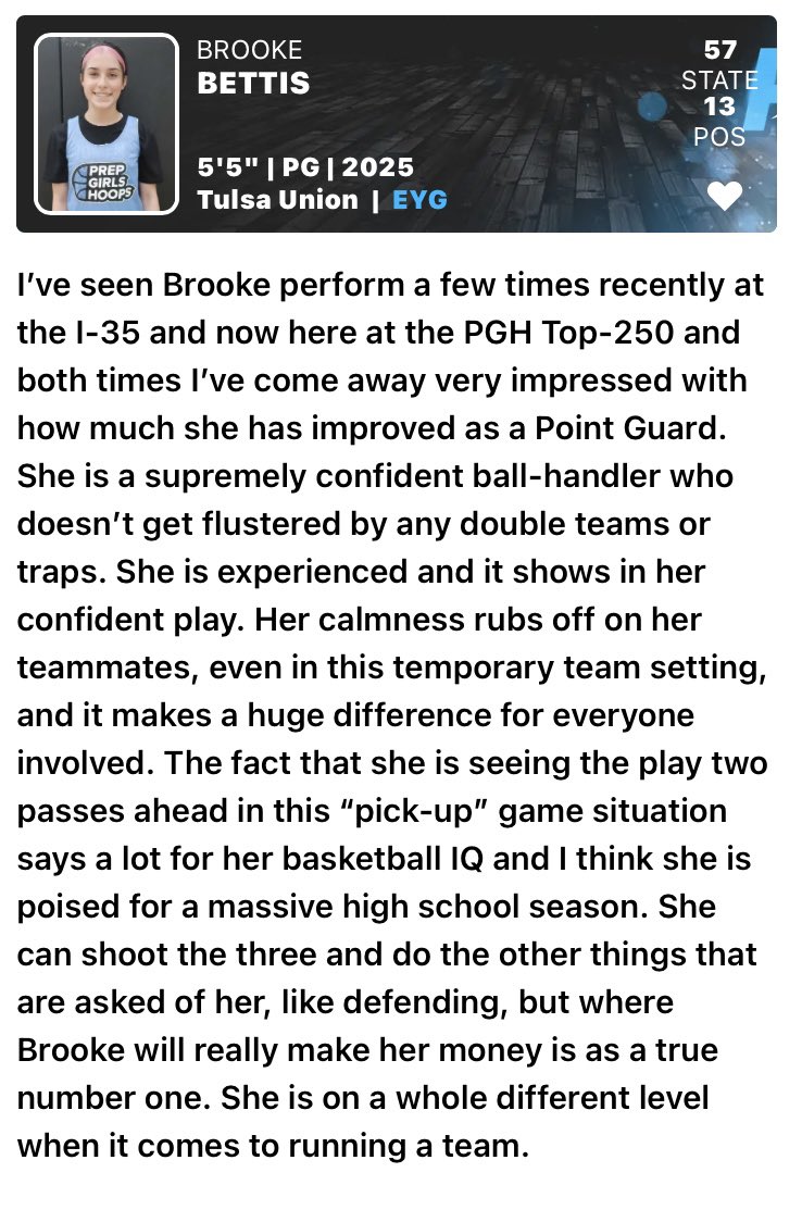 Thank you <a href="/JasonGreenBball/">Jason Green - PGH Oklahoma Scout</a> !! 

<a href="/EYGBasketball/">Southern Assault</a> <a href="/UnionGirlsBball/">Union Redhawks Girls Basketball</a> <a href="/chaunpd/">Chaun Davis</a> <a href="/ECUTigersWBB/">ECU Tigers WBB</a> <a href="/HesstonWBB/">Hesston College Women's Basketball</a> <a href="/OCUwbball/">OCU Women's Hoops</a> <a href="/Coach_Ferg/">Keith Ferguson</a> <a href="/jikim_13/">Ji Kim</a> <a href="/NewmanJetsWBB/">Newman Women's Basketball</a> <a href="/friends_wbb20/">Friends University Women’s Basketball</a> <a href="/ORUWBB/">ORU W. Basketball</a>