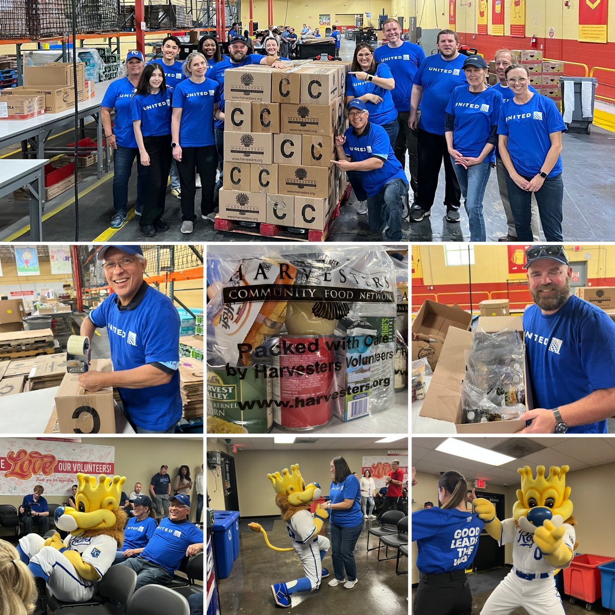 MitchellDonise's tweet photo. Volunteering with our partners The Royals and @HarvestersORG ! Giving back to your community is awesome and special when you team up with such a great group of people! Thanks Slugger @Royals for helping out😊 #BeingUnited 
#WhenGoodLeadsTheWay 
#TeamUnitedRoyals @espresso613 https://t.co/hXGCSVP3vf