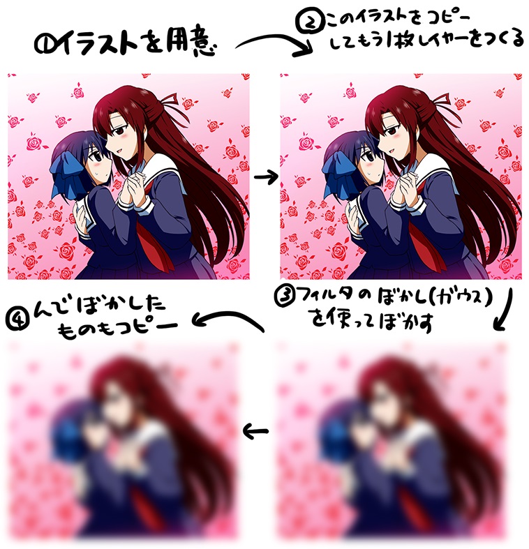以前「グロー効果」について解説した画像が出てきたので久しぶりに載せておきます。(解説は雑ですが😅よかったらイラスト制作の参考になれば幸いです～🙇‍♂️)