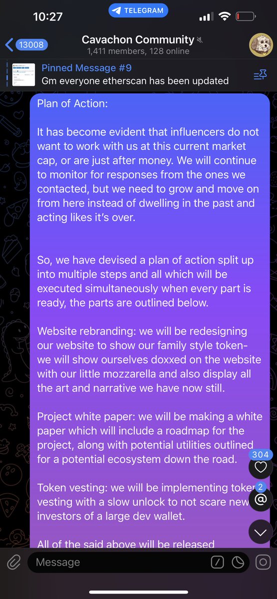 CavachonEth's tweet photo. We have an updated plan of action with a detailed outline of what’s coming next. Join our Telegram to see the whole list.

Here at team $CAVA we are adapting to changes, not fighting them!

Oh and we got the blue checkmark thingy 🐶

#Cavachon #Eth https://t.co/29gfGqBAT9