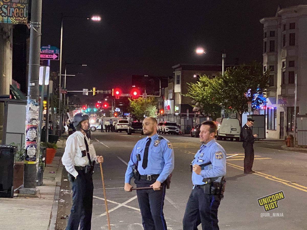 UR_Ninja's tweet photo. Latest: #Philadelphia police have closed off 52nd street both north and south of the Market Frankford Line station

Protests and unrest have hit the city since a judge threw out charges against PPD officer #markdial in the killing of #EddieIrizarry https://t.co/QtmPYUUcGr