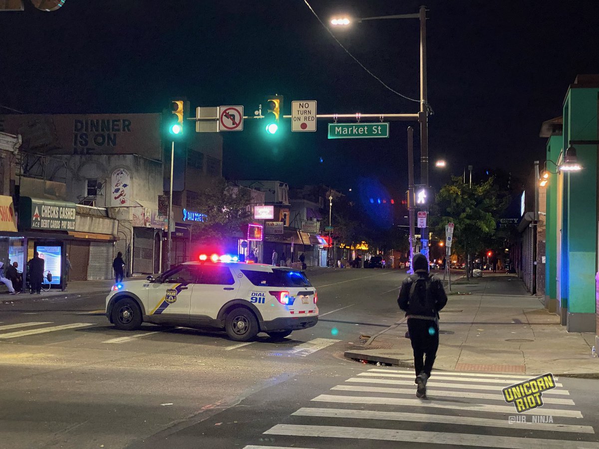 UR_Ninja's tweet photo. Latest: #Philadelphia police have closed off 52nd street both north and south of the Market Frankford Line station

Protests and unrest have hit the city since a judge threw out charges against PPD officer #markdial in the killing of #EddieIrizarry https://t.co/QtmPYUUcGr