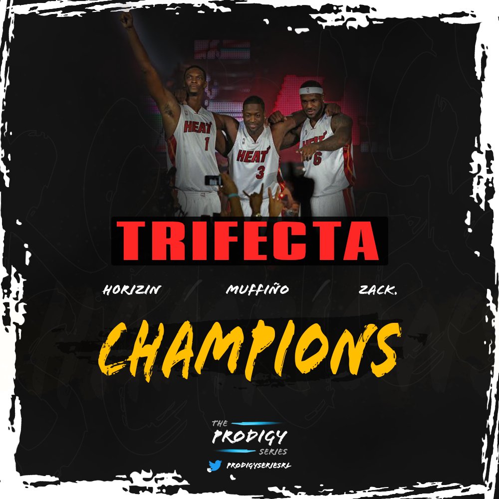 ProdigySeriesRL's tweet photo. After defeating @SailingEsports in the grand finals 4-0, Trifecta are the winners of TPS Weekly #4! The team went 14-2 overall on the day. GGs to all who participated!

The Squad:
- @muffinoss 
- @h0rizin 
- @_Zack_rl

Final Bracket is below! https://t.co/QrE6P11Cel