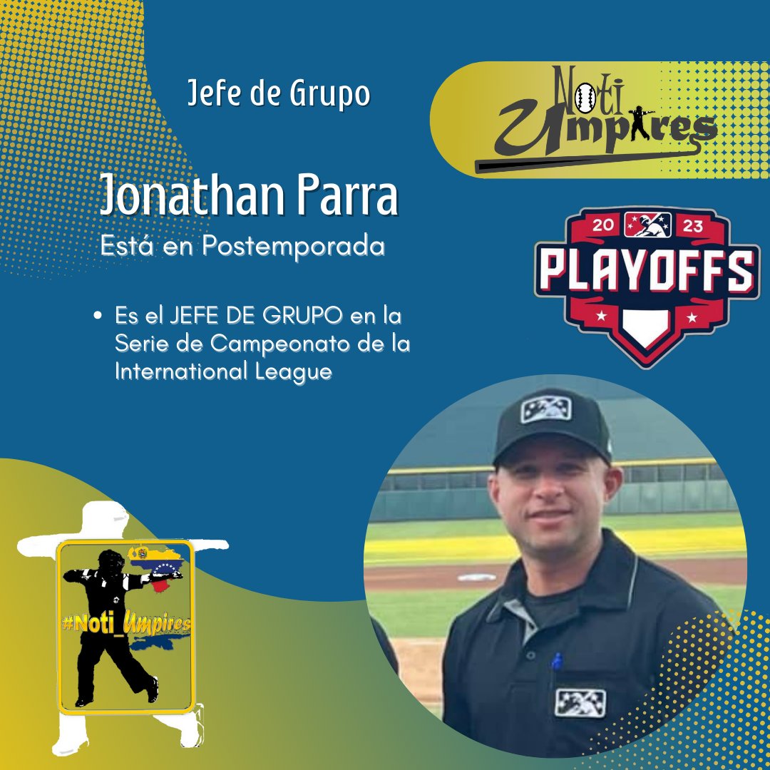 Noti_Umpires's tweet photo. #Noti_Umpires🗞
¶
🇳 🇴 🇹 🇮 🇺 🇲 🇵 🇮 🇷 🇪 🇸
¶
#JonathanParra está en Postemporada. Está como Jefe de Grupo. En la Serie de Campeonato de la International League.
¶
#HablandoEntreUmpires 🗣 💪🏼
#LoNuestroPrimero ⚾️
#UmpiresVenezolanosEnMiLB
#MiLBUmpires https://t.co/nlunbwA0GH