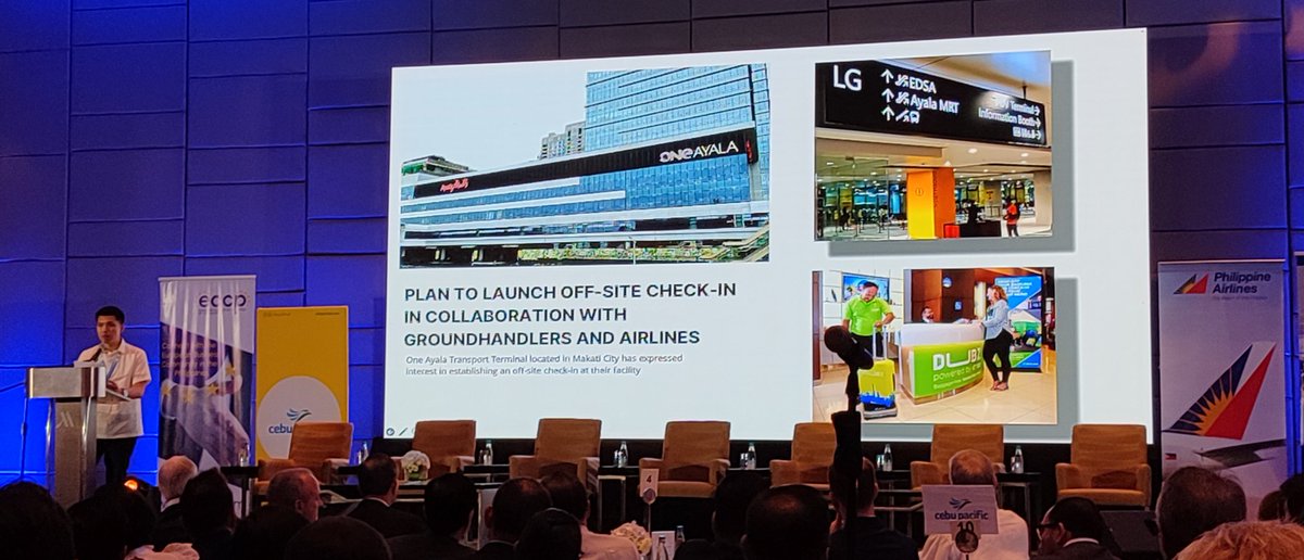 avgeekph's tweet photo. JUST IN: MIAA OIC Bryan Andersen Co shared that One Ayala Transport Terminal has expressed interest in establishing an off-site airport check-in facility in Makati City; something similar to what is already being done in other countries.
#2023AviationSummit #AvGeekPH https://t.co/Lq8mW58EGt