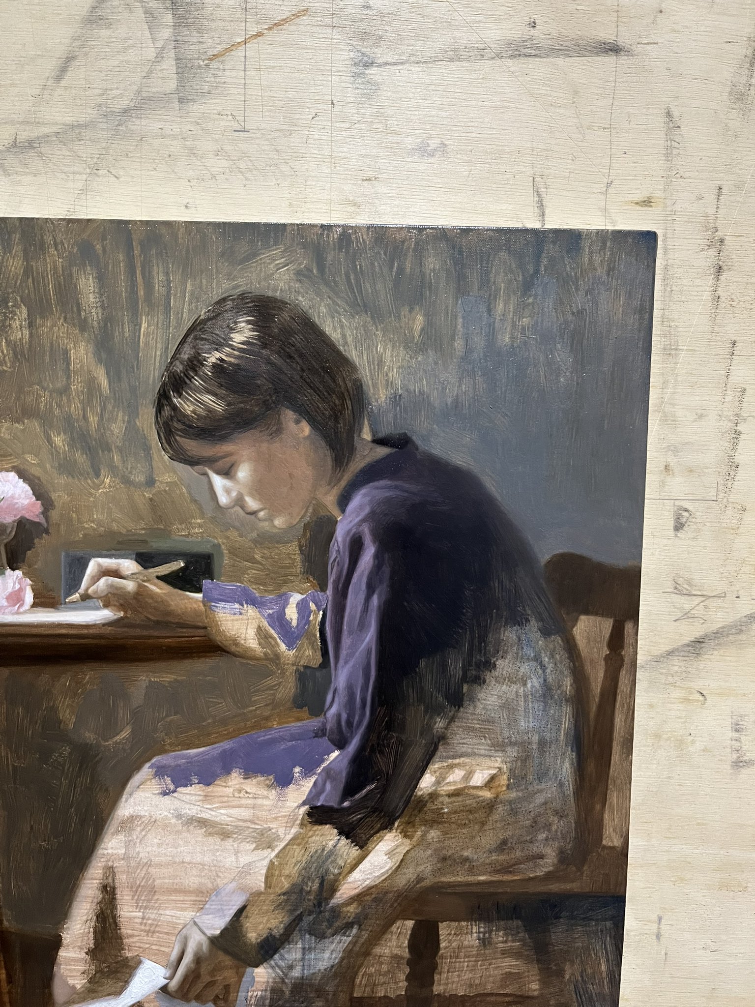 田中忠雄「マリアとアンナに愛される幼な子」ガラス絵