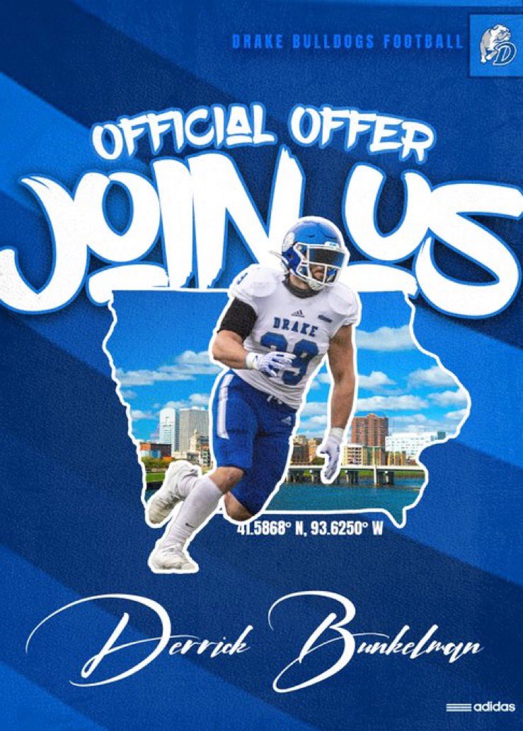 After a great phone call and conversation with @DrakeCoachSmith I am very honored and grateful to receive my first Division 1 offer from Drake University! Go Bulldogs!!!
<a href="/MJ_NFLDraft/">Mark Johnson</a> <a href="/PrepRedzoneWI/">Prep Redzone Wisconsin</a> <a href="/CoachPaquet64/">Coach Paquet</a> <a href="/CoachBenStrick/">Ben Strickland</a> <a href="/Sully5193/">Jason Sullivan</a> <a href="/FBCoachButt/">CJ Butt</a>