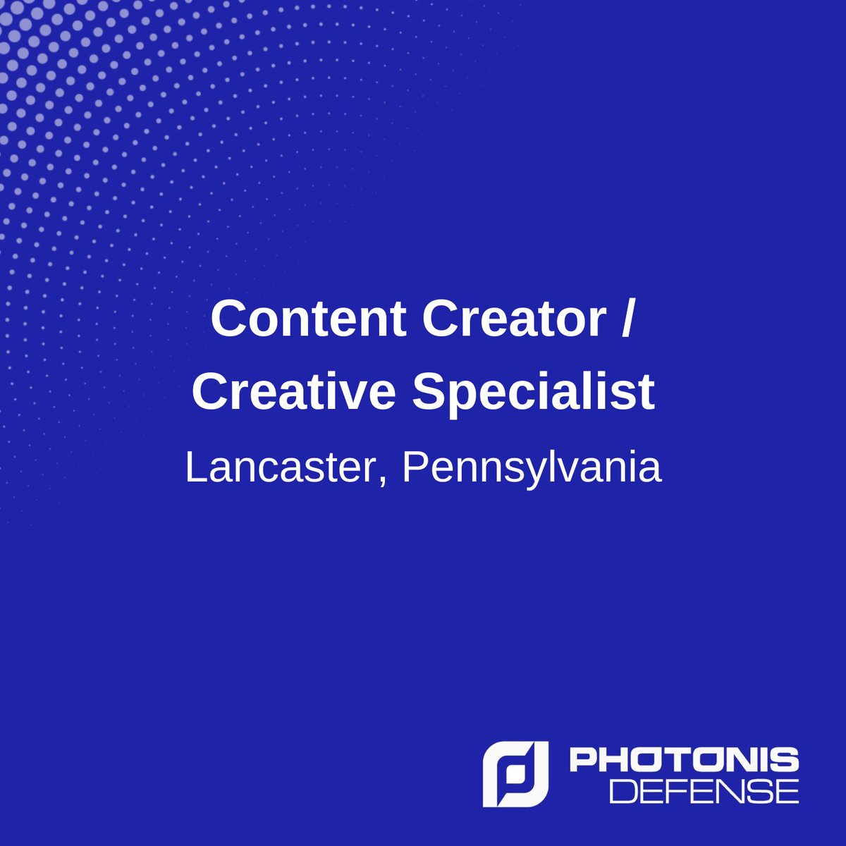 PhotonisDefense's tweet photo. We are hiring for a Content Creator/Creative Specialist at Photonis Defense. To apply or to learn more, visit: https://t.co/a9NUgEug61

#photonisdefense #careers #creative https://t.co/Cx8Dlf6EwQ