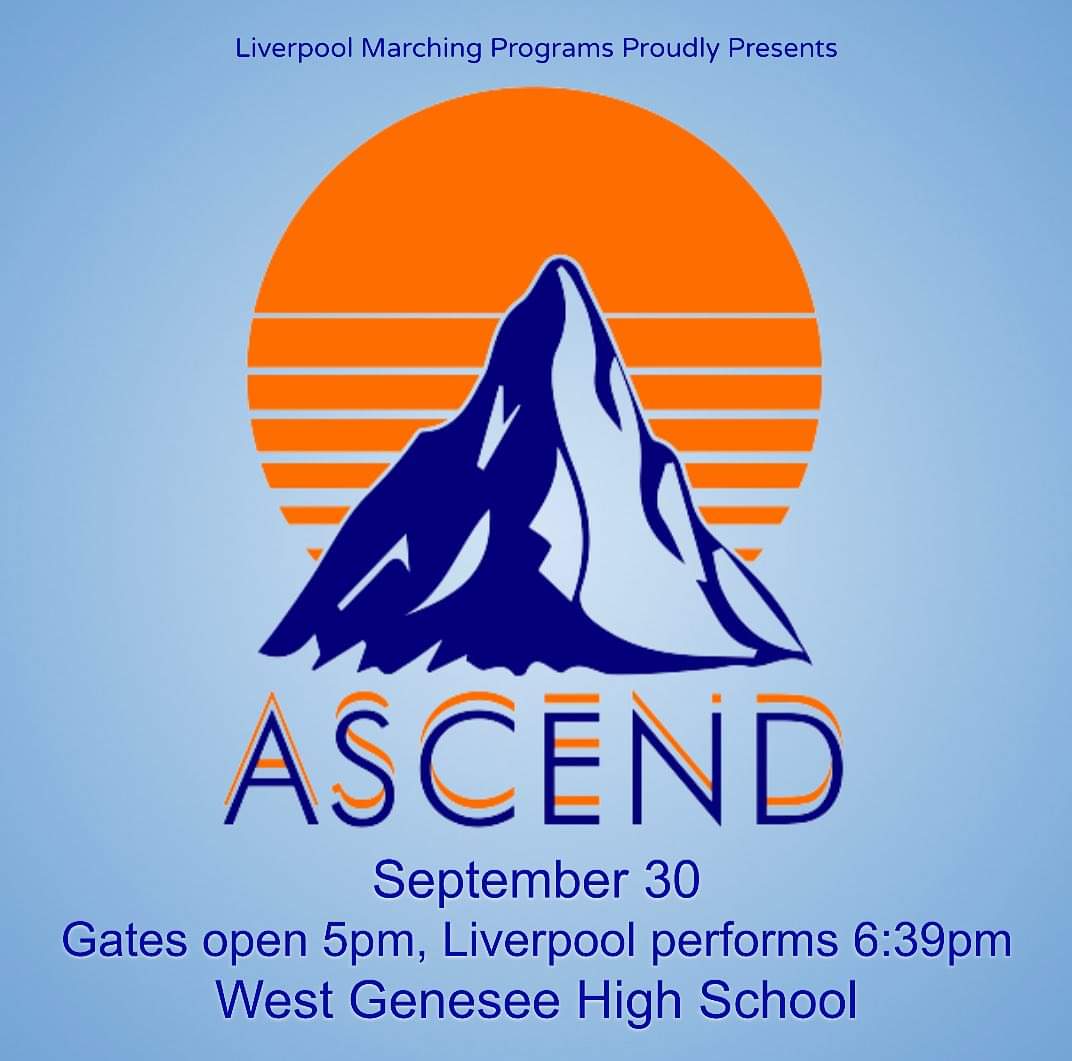 Liverpool Marching Programs (@lhs_marching) on Twitter photo Canβt wait to take the field with our National Class friends West Genesee and Baldwinsville! See you Saturday, September 30 at West Genesee High School. Gates open at 5pm, Liverpool ASCENDs at 6:39pm! $10 presale, 12 at the gate. <a href="/LCSDFineArts/">LCSD Fine Arts</a> <a href="/LCSDOfficial/">Liverpool CSD Official - New York State</a> <a href="/BrettRWoodcock/">Brett Woodcock</a> Canβt wait to take the field with our National Class friends West Genesee and Baldwinsville! See you Saturday, September 30 at West Genesee High School. Gates open at 5pm, Liverpool ASCENDs at 6:39pm! $10 presale, 12 at the gate. <a href="/LCSDFineArts/">LCSD Fine Arts</a> <a href="/LCSDOfficial/">Liverpool CSD Official - New York State</a> <a href="/BrettRWoodcock/">Brett Woodcock</a>