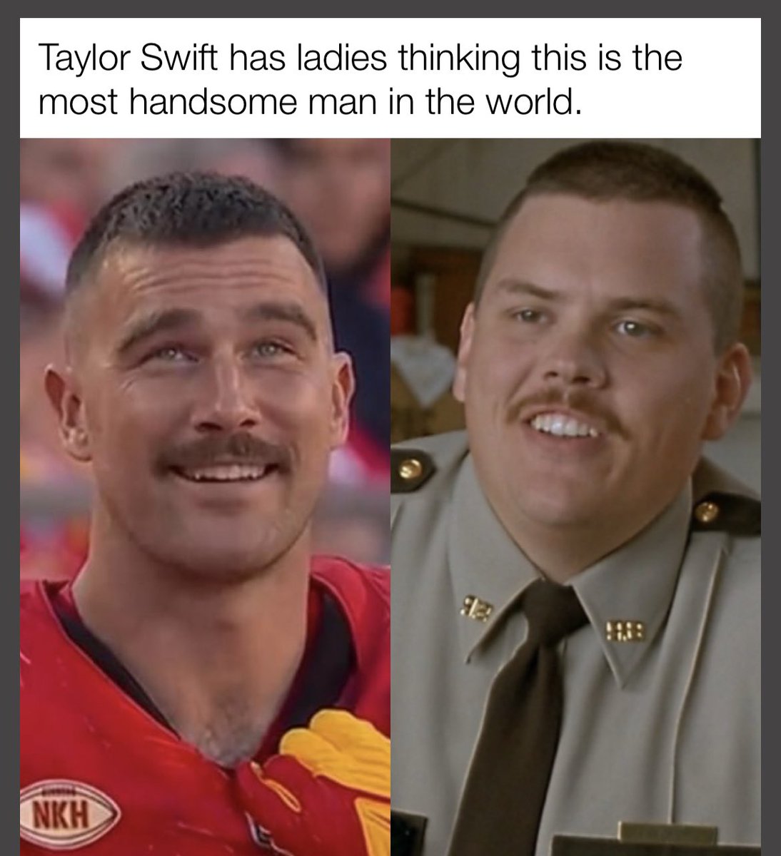 CR_Mooney's tweet photo. Swifties out here thinking Travis Kelce is the sexiest man alive, Farva would agree. 😂😂💀#toofunny #traylor https://t.co/AwGUzvf4AI