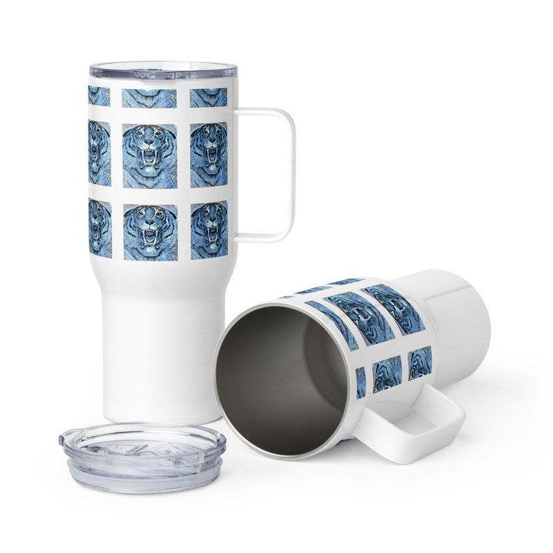 RadioBarz's tweet photo. Blue Tiger Travel Mug With Handle - Etsy https://t.co/vhgMyL8JfE https://t.co/TQsffuOHnl