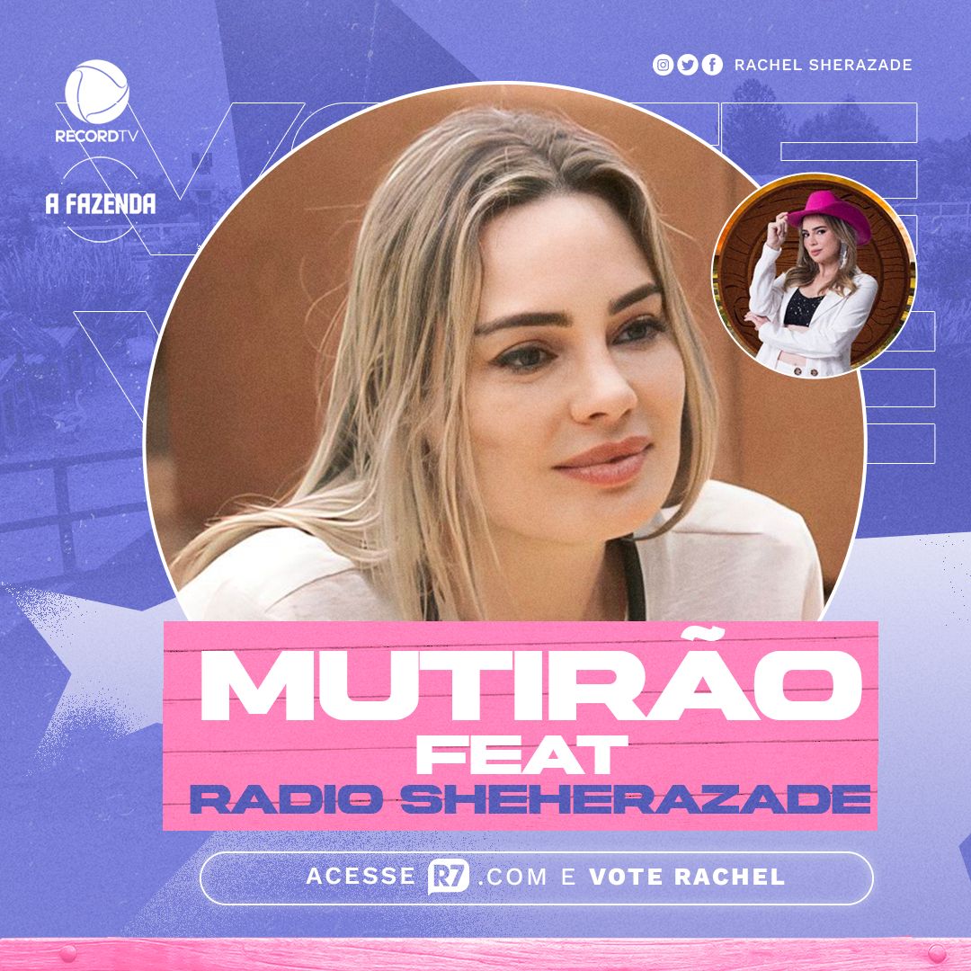 🧚🏼‍♀️MUTIRÃO FEAT <a href="/RadioSherazade/">Rádio Sheherazade 🧚🏻‍♀️</a> INICIADO🧚🏼‍♀️

⚠A CADA 10 VOTOS DEIXE UM EMOJI NESSE TWEET!
🎯META: 5000 Replies;
⏳ENCERRA ÁS 01:00
🚨O VOTO É PARA FICAR, PORTANTO VOTE NA RACHEL!
🤫Foco no R7, sem divisão de votos.
📲LINK: afazenda.r7.com/a-fazenda-15/v…

#AFazenda15 | #FicaRachel