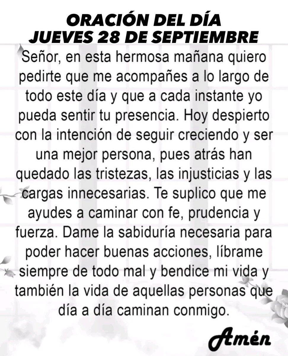 Oración del día jueves 28 de septiembre de 2023.