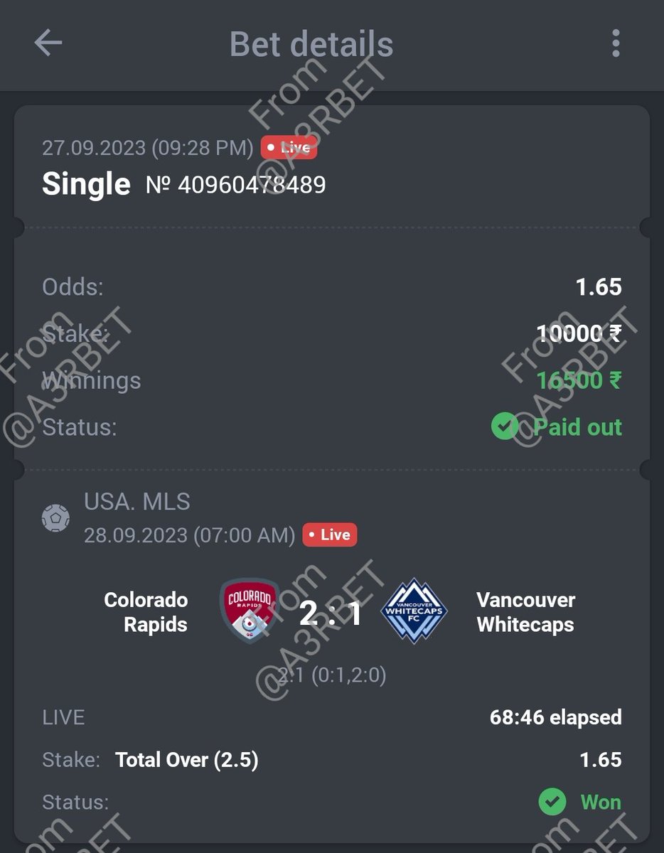 A3RBET's tweet photo. Soccer - MLS
β½ Over 2.5 β
π 1.65
π΅ 21 Units
#GamblingTwitter #SportsBetting #TeamParieur #SportsPicks #Betting #A3RBET #FreePicks #SportsBettor #Sports
#Soccer #Football #MLS #MLSWeekend #MLSSeasonPass #Rapids96 #VWFC #TogetherWeDare #COLvVAN
Like + RT https://t.co/ddwA0TLWWH