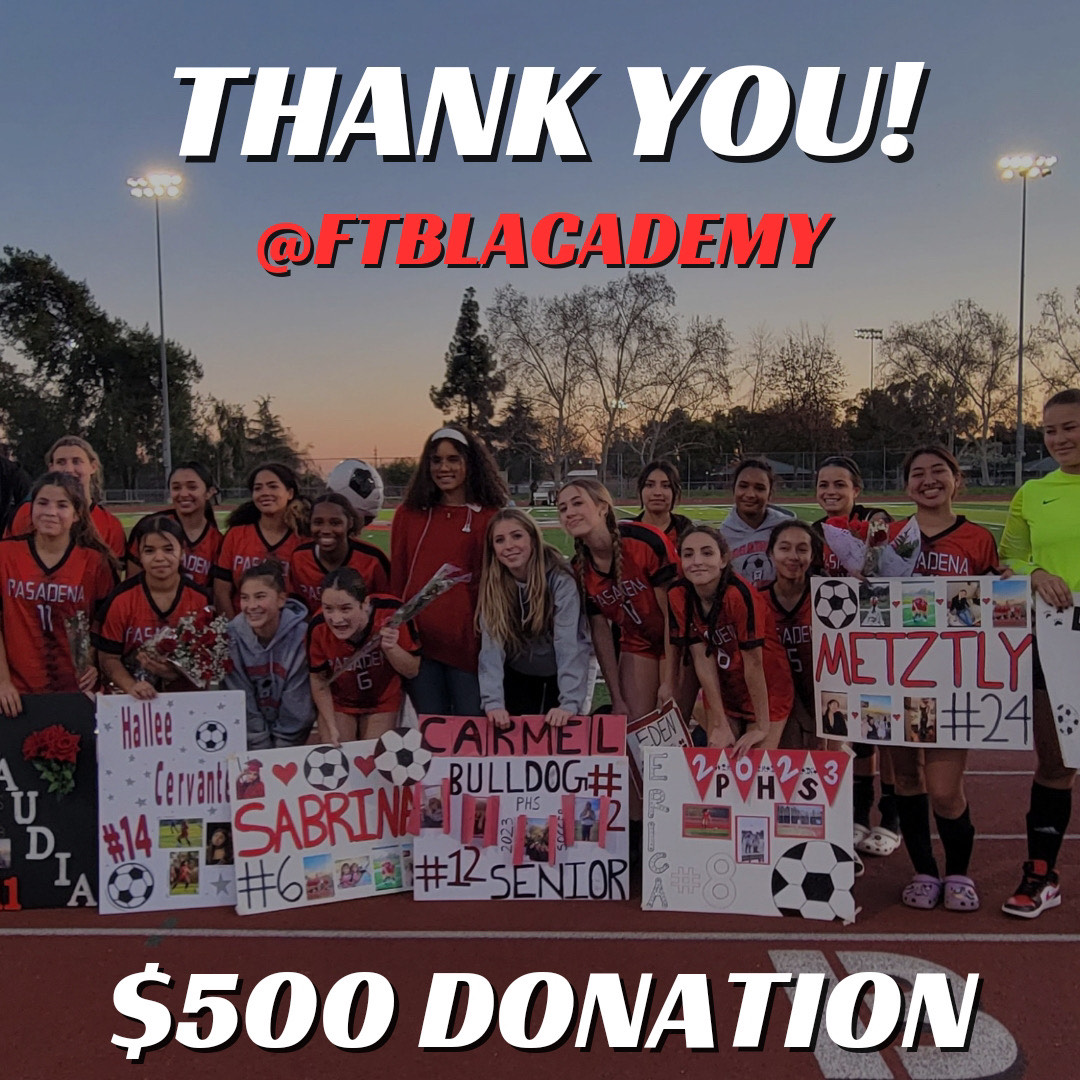 A huge Bulldog thank you to FTBL Academy for your generous donation to our girls soccer program. Your support is greatly appreciated! #GOBulldogs #pasadenahighschool #BulldogProud