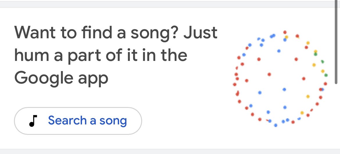 Just discovered you can find a song by humming its  tune via #Google 😮 This is incredible, finally a better way than searching for “Song name that goes lalalalal lalalaaa” 🙏