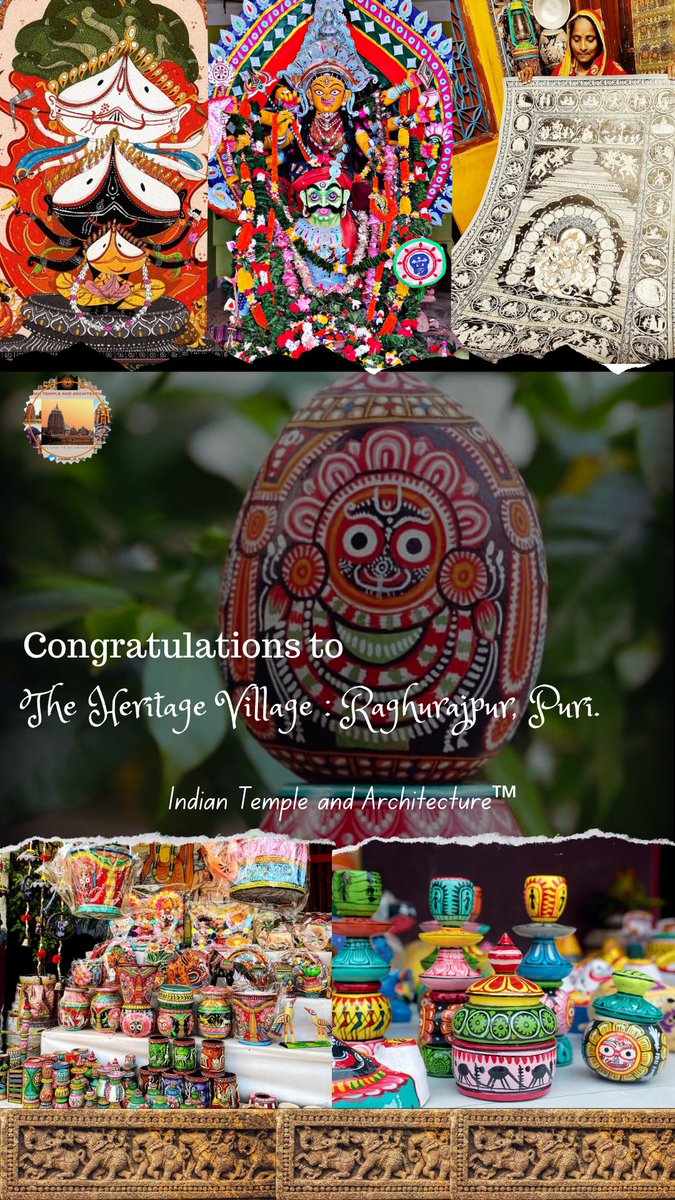 The heritage village Raghurajpur (Puri dist. of #Odisha) secures its special place as India’s Best Tourism Village in 2023. 

Raghurajpur is a heritage crafts village known for its master Pattachitra painters, an art form which dates back to 5 BCE in the region,

⬇️