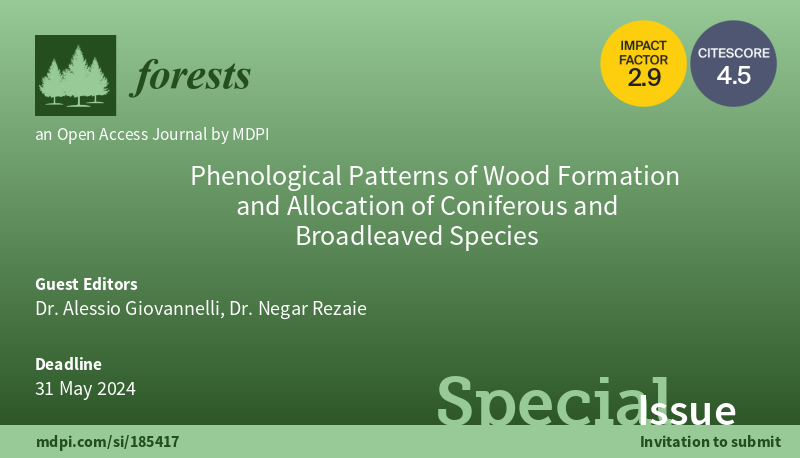 🌲#Forests🌲Open for Submissions📢

New Special Issue: Phenological Patterns of #WoodFormation and Allocation of #Coniferous and #BroadleavedSpecies

👨‍🔬 Guest Editors: Alessio Giovannelli and <a href="/negar_rezaie/">Negar Rezaie</a>

🔍mdpi.com/journal/forest…

☘ #dendrometers #xylogenesis #phenology