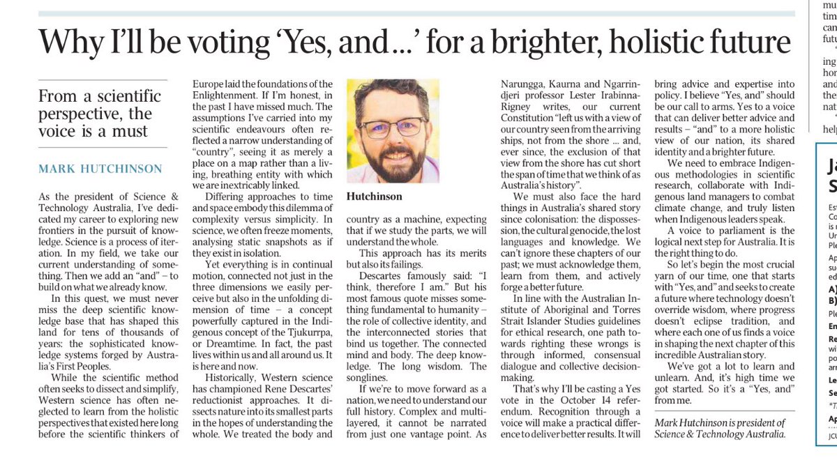 Prof Mark Hutchinson (@prof_hutchinson) on Twitter photo Time to start talking to everyone about voting “YES, and” team!! <a href="/ScienceAU/">Science & Technology Australia</a> Time to start talking to everyone about voting “YES, and” team!! <a href="/ScienceAU/">Science & Technology Australia</a>